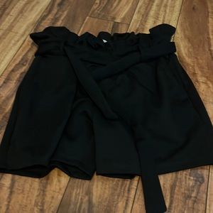 black paper bag shorts